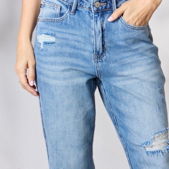 Judy Blue Distressed Raw Hem Straight Leg Denim - Picture 5 of 5